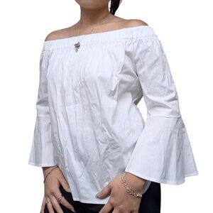 Lorde & Taylor Coquette white off the shoulder Blouse With  Bell Sleeves XS